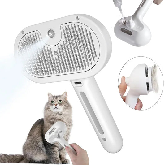 3-in-1 Electric Pet Brush - Steam Spray & Hair Removal Comb for Dogs & Cats