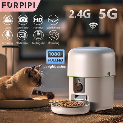 Smart Cat Feeder with 1080P Camera - WiFi Automatic Food Dispenser