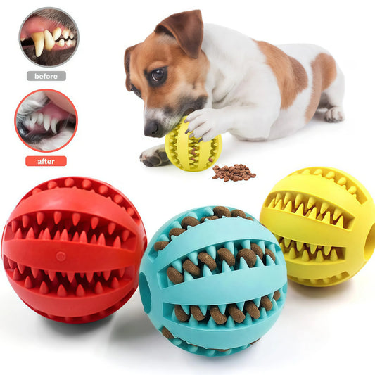 Premium Interactive Rubber Dog Ball - Chew, Clean, and Feed Toy